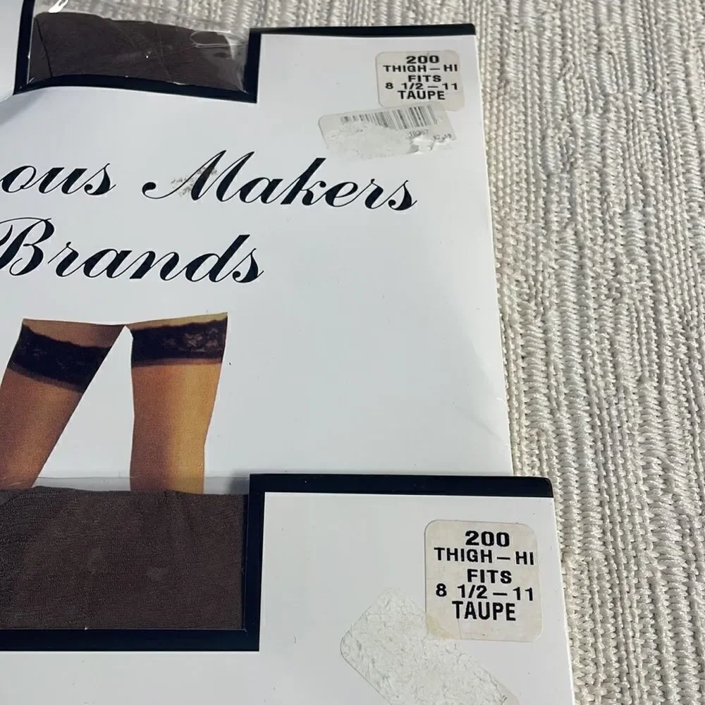 FAMOUS MAKERS BRANDS Thigh High Light Support Stockings Hose Fit 8 1/2-11 Taupe